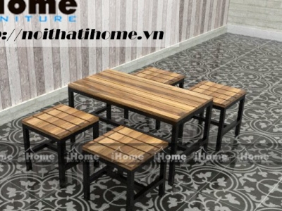 Hình ảnh Bàn ghế cafe 1 bàn 4 ghế không tựa chân sắt