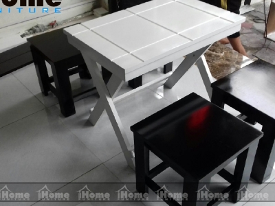 Hình ảnh Bàn ghế cafe gỗ chân gấp