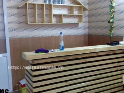 Hình ảnh Quầy bar gỗ thông nhà hàng đẹp